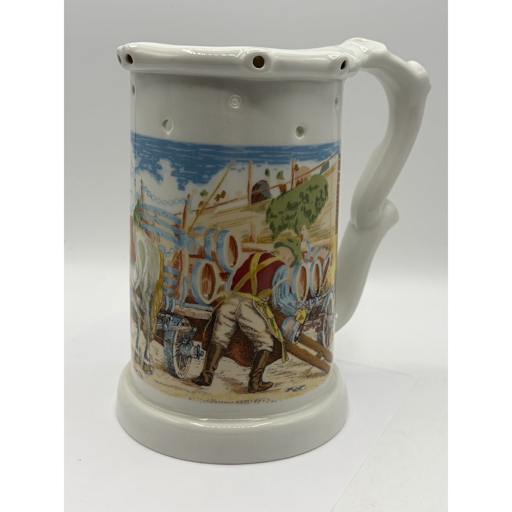 Vtg German Beer stein Trick Mug Tavern Scene & Lithopane